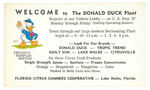 "DONALD DUCK JUICE" UNUSED LABELS/PROMOTIONAL CARD.