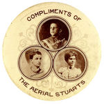 FAMILY OF TRAPEZE ARTISTS CIRCA 1900 LARGE GIVE-AWAY BUTTON.
