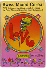 PETER MAX "LOVE SWISS MIXED CEREAL" BOX.