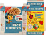 NABISCO "WHEAT/RICE HONEYS" CEREAL BOX FLAT PAIR WITH "TIPPY TOP" OFFER.