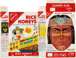 NABISCO "WHEAT/RICE HONEYS" CEREAL BOX FLAT PAIR WITH "RIN TIN TIN TV MASK" BACKS.