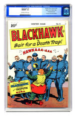 BLACKHAWK #9 WINTER 1944 CGC 9.8 OFF-WHITE TO WHITE PAGES MILE HIGH COPY.