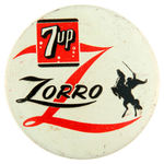 “7 UP/ZORRO” TV SHOW SPONSORSHIP BUTTON.