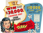 TERRY AND THE PIRATES CANADA DRY GINGER ALE STORE DISPLAY/CONTEST SIGN.