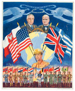 FDR/MACARTHUR/CHURCHILL UNITED NATIONS 1942 COLOR POSTER.