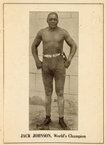 "WORLD'S HEAVY-WEIGHT CHAMPIONSHIP JIM FLYNN CHALLENGER AND JACK JOHNSON CHAMPION" 1912 PROGRAM.