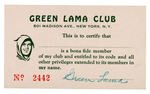 "GREEN LAMA" COMPLETE 1945 CLUB KIT.