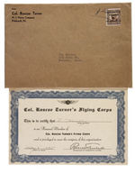 COL. ROSCOE TURNER'S FLYING CORPS COMPLETE SET OF WINGS PINS WITH MEMBERSHIP CARDS AND CERTIFICATE.