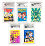 TELEVISION RELATED GAI GRADED UNOPENED GUM CARD PACKS.