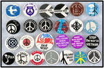 PEACE & ANTI VIETNAM WAR GROUP OF 25 BRITISH BUTTONS.