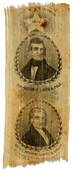 “POLK AND DALLAS” EXTREMELY RARE 1844 JUGATE RIBBON.