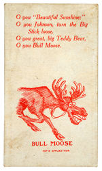 “BULL MOOSE” RARE 1912 CARD WITH VERSE AND TR CARICATURE.