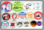 REAGAN COLLECTION OF ONE REAGAN COATTAIL AND 14 ANTI-BUTTONS.