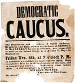 PRO McCLELLAN 1864 MASSACHUSETTS "DEMOCRATIC CAUCUS" SMALL BROADSIDE.