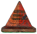 "CENTRAL STORAGE & TRANSFER CO." METAL PYRAMID PAPERWEIGHT.