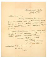 VP CANDIDATE LEVI P. MORTON SIGNED LETTER WRITTEN DURING 1888 CAMPAIGN.