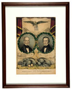 CLAY AND FRELINGHUYSEN 1844 CAMPAIGN PRINT BY KELLOGG FRAMED.