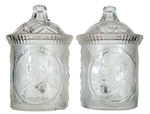 McKINLEY-BRYAN 1896 MUSTARD JARS  MUG PAIR WITH LIDS.