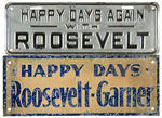 ROOSEVELT “HAPPY DAYS” LICENSE PLATE PAIR.