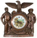 "A NEW DEAL/PROSPERITY UNDER THE BLUE EAGLE” NRA CLOCK WITH ANIMATED SHIP WHEEL DIAL.