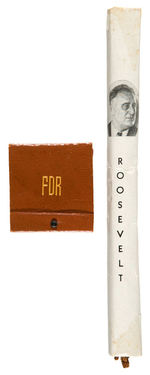 “FDR” LEATHER MATCHBOOK MADE FOR HIM AND ”ROOSEVELT” CIGAR.