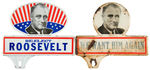 “RE-ELECT ROOSEVELT/WE WANT HIM AGAIN” 1936 LICENSE PLATES BY ERICKSON, DES MOINES.