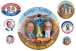 PROHIBITON PARTY CANDIDATE EARL DODGE 1976-2008 BUTTON LOT.