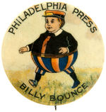 “BILLY BOUNCE PHILADELPHIA PRESS” BUTTON WITH ARTWORK LIKELY BY OZ ILLUSTRATOR DENSLOW.