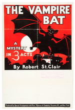 "THE VAMPIRE BAT/A MYSTERY IN THREE ACTS" STAGE PLAY SCRIPT BOOK AND SAMPLE POSTER.