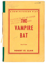 "THE VAMPIRE BAT/A MYSTERY IN THREE ACTS" STAGE PLAY SCRIPT BOOK AND SAMPLE POSTER.