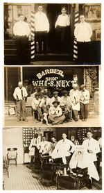 BARBER SHOP REAL PHOTO POSTCARD TRIO.