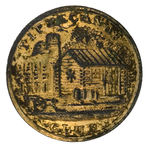 “TIPPECANOE CLUB” RARE 1840 CLOTHING BUTTON FOR WILLIAM HENRY HARRISON.