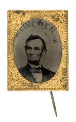 LINCOLN 1864 TINTYPE WITH "A. LINCOLN" ABOVE HIS PHOTO.