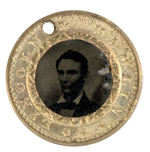 LINCOLN 1860 FERROTYPE WITH BOTH "LINCOLN & HAMLIN" NAMES ON THE FRONT RIM.