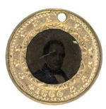 LINCOLN 1860 FERROTYPE WITH BOTH "LINCOLN & HAMLIN" NAMES ON THE FRONT RIM.