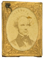 "SEYMOUR" 1868 CARDBOARD PHOTO WITH HIS NAME ABOVE IN BRASS SHELL FRAME.