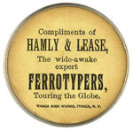 "THE WIDE-AWAKE EXPERT  FERROTYPERS, TOURING THE GLOBE" RARE POCKET MIRROR.