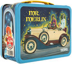 "HARDY BOY MYSTERIES" & "MR. MERLIN" UNUSED METAL LUNCHBOX PAIR WITH THERMOSES.