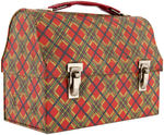 PLAID METAL/METAL DOME LUNCHBOX PAIR WITH THERMOSES.