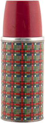 PLAID METAL/METAL DOME LUNCHBOX PAIR WITH THERMOSES.