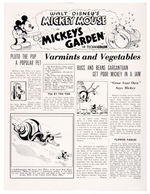 "MICKEY MOUSE IN MICKEY'S GARDEN" PUBLICITY FOLDER.