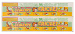 "WALT DISNEY'S JIMINY CRICKET BUBBLE GUM" DIETZ WRAPPER PAIR.