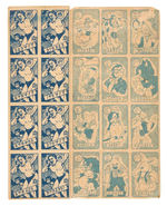 JAPANESE MENKO CARDS UNCUT SHEETS FEATURING DISNEY CHARACTERS, TARZAN AND OTHERS.