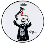 RINGO STARR SIGNED "PEACE AND LOVE" DRUMHEAD.