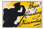 WWI BRITISH "BOYS COME ALONG" RECRUITMENT LINEN-MOUNTED POSTER.