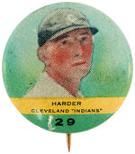 PR2 ORBIT GUM BASEBALL BUTTON #29 MEL "HARDER" CLEVELAND INDIANS FROM 1932-33 SET OF 117.