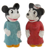 "MICKEY MOUSE" & "MINNIE MOUSE" IN NIGHTGOWNS BISQUE FIGURE SET.