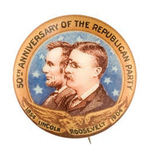 TR AND LINCOLN 1904 REPUBLICAN ANNIVERSARY BUTTON HAKE #160.