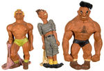 "RITTGERS" PROFESSIONAL WRESTLERS AND CORNER MAN 1952 3-PIECE SET.