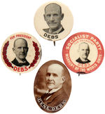 GROUP OF FOUR RARE DEBS PORTRAIT BUTTONS.